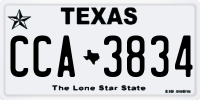 TX license plate CCA3834