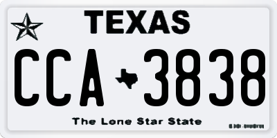 TX license plate CCA3838