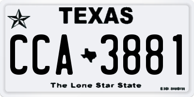 TX license plate CCA3881