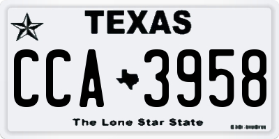 TX license plate CCA3958