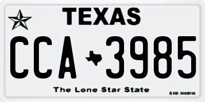 TX license plate CCA3985