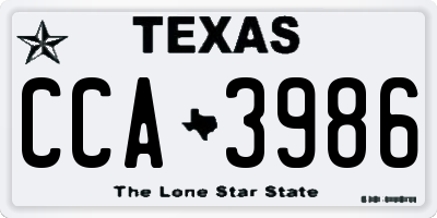 TX license plate CCA3986
