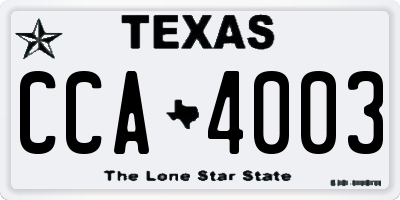 TX license plate CCA4003