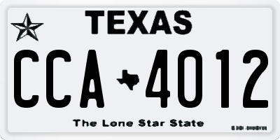 TX license plate CCA4012