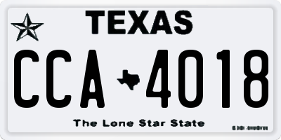 TX license plate CCA4018