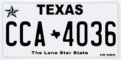 TX license plate CCA4036