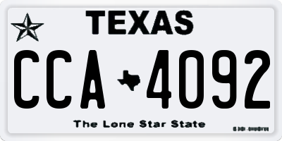 TX license plate CCA4092