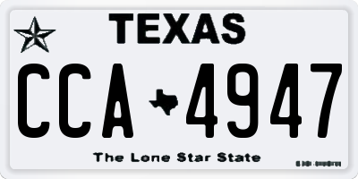 TX license plate CCA4947