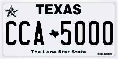 TX license plate CCA5000