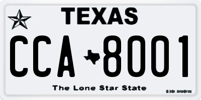 TX license plate CCA8001