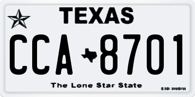 TX license plate CCA8701