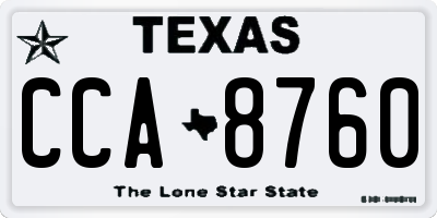 TX license plate CCA8760