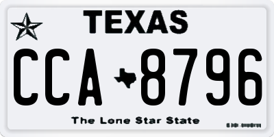 TX license plate CCA8796