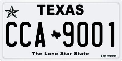 TX license plate CCA9001