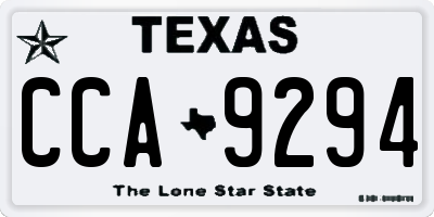 TX license plate CCA9294
