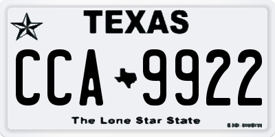 TX license plate CCA9922