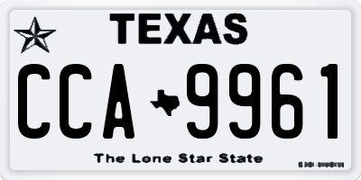 TX license plate CCA9961