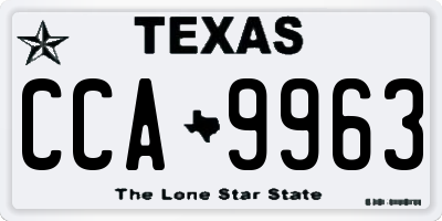 TX license plate CCA9963