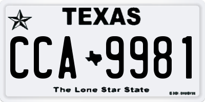 TX license plate CCA9981