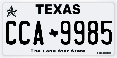 TX license plate CCA9985