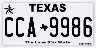 TX license plate CCA9986