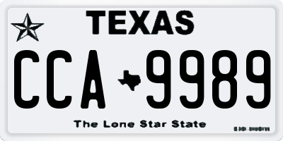 TX license plate CCA9989