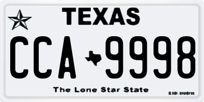 TX license plate CCA9998