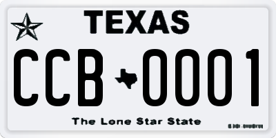 TX license plate CCB0001