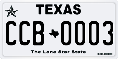 TX license plate CCB0003