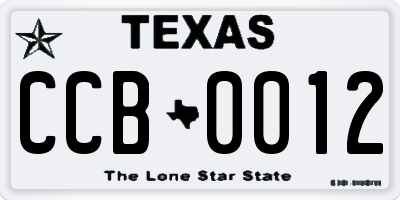 TX license plate CCB0012