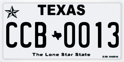 TX license plate CCB0013