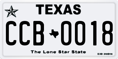 TX license plate CCB0018