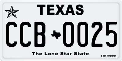 TX license plate CCB0025