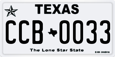 TX license plate CCB0033