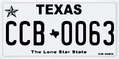 TX license plate CCB0063