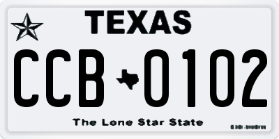 TX license plate CCB0102