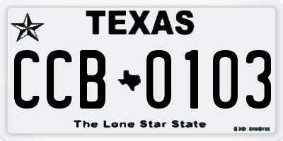 TX license plate CCB0103