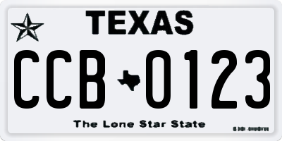 TX license plate CCB0123