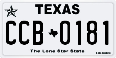 TX license plate CCB0181
