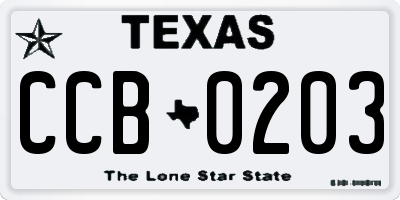 TX license plate CCB0203