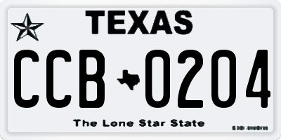 TX license plate CCB0204