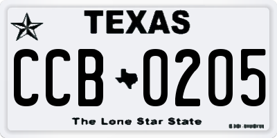 TX license plate CCB0205