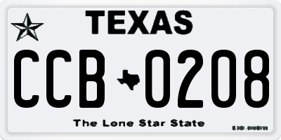 TX license plate CCB0208