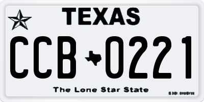TX license plate CCB0221