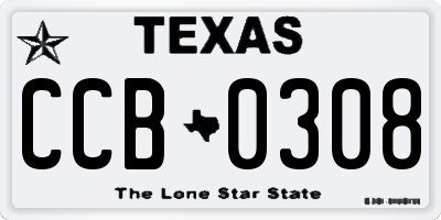 TX license plate CCB0308