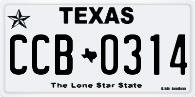 TX license plate CCB0314