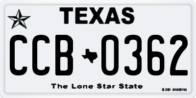 TX license plate CCB0362