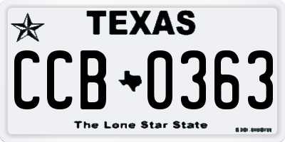 TX license plate CCB0363
