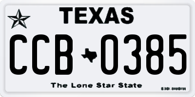 TX license plate CCB0385