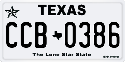 TX license plate CCB0386